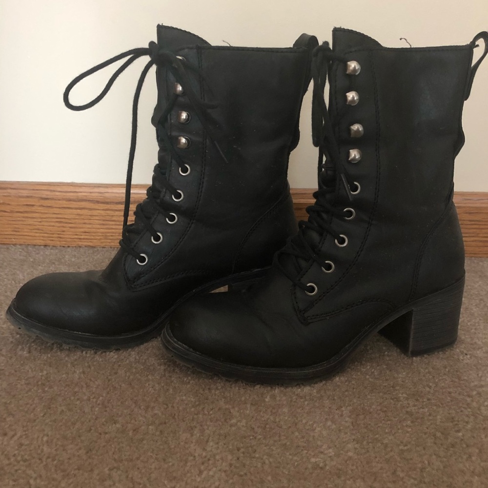 black combat boots